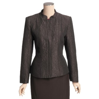 Louben Mandarin Collar Jacket - Hidden Zipper (For Women) in Chocolate