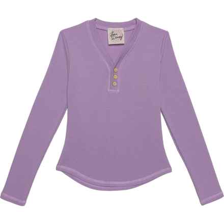 LOVE DAISY Big Girls Super Soft Cozy Henley Shirt - Long Sleeve in Lavender