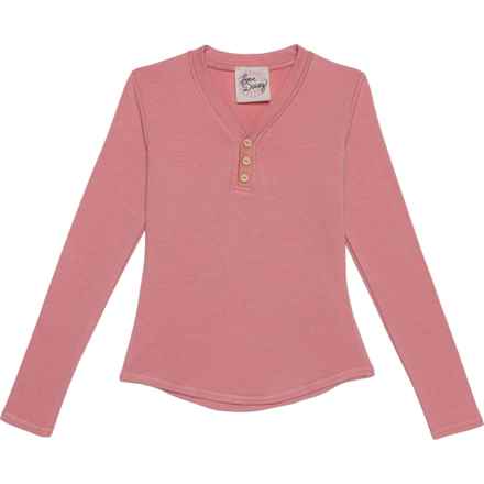 LOVE DAISY Big Girls Super Soft Cozy Henley Shirt - Long Sleeve in Mauve