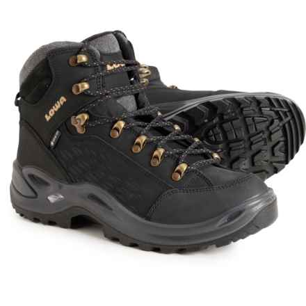 Lowa Made in Europe Renegade Gore-Tex® Warm Mid Hiking Boots - Waterproof, Insulated, Nubuck (For Women) in Black/Champagne