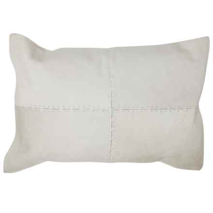 LR Resources Faux-Leather Throw Pillow - 16x24” in Ivory