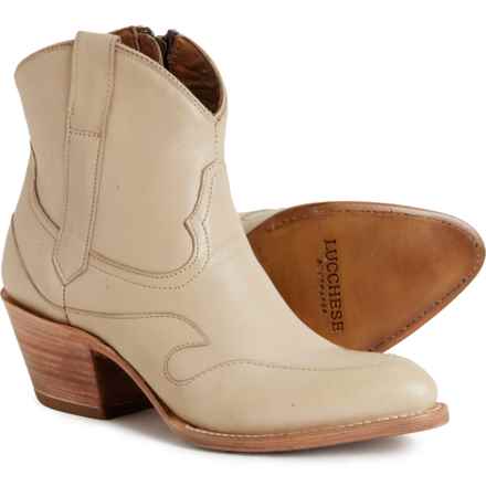 Lucchese M6075 Flame Overlay Western Boots - Leather (For Women) in Cream