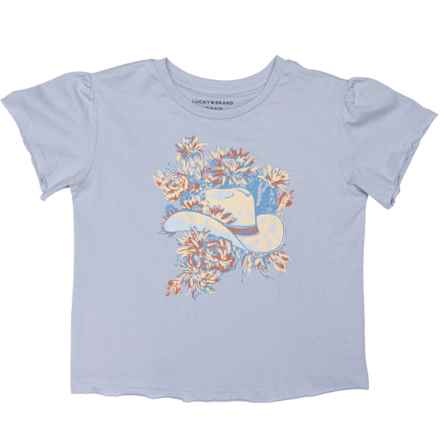 Lucky Brand Big Girls Cowgirl Hat T-Shirt - Short Sleeve in Zen Blue