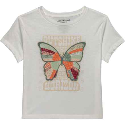 Lucky Brand Big Girls Patchwork Butterfly T-Shirt - Short Sleeve in Snow White