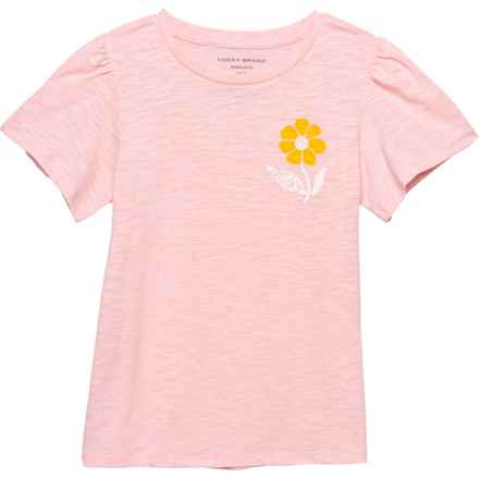 Big Girls Peace Flower T-Shirt - Short Sleeve in Coral Blush