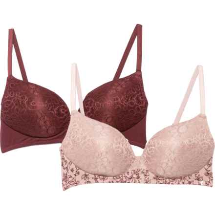 Brushed Micro and Lace Wirefree Bras - 2-Pack in Sphinx/Port Royale