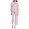 Lucky Brand Brushed Striped Pajamas - Short Sleeve in Heather Mauve