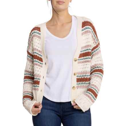 Lucky Brand Button Front Knit Cardigan Sweater in Sequoia Brown Multi