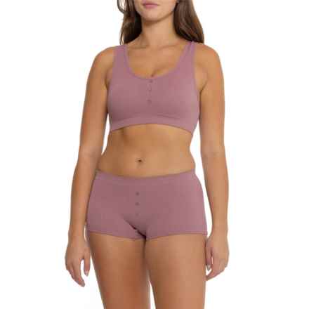 Lucky Brand Comfort Bralette and Panties Set - Boy Shorts in Wistful Mauve