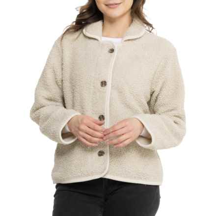 Lucky Brand Corduroy Trim Sherpa Jacket in Oatmeal