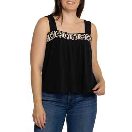 Lucky Brand Crochet Tank Top in Jet Black