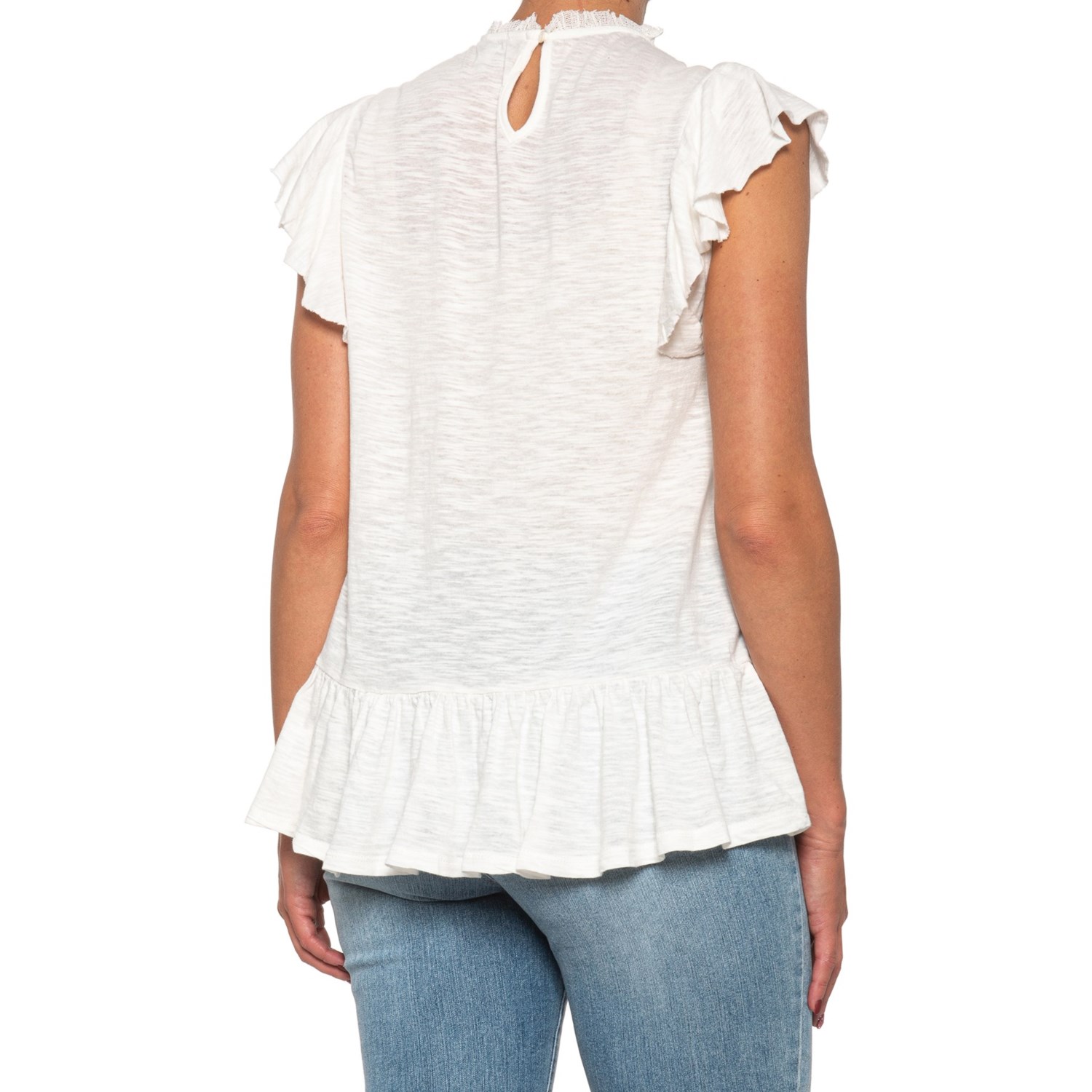 Lucky Brand Embroidered Yoke Ruffled Shirt (For Women)