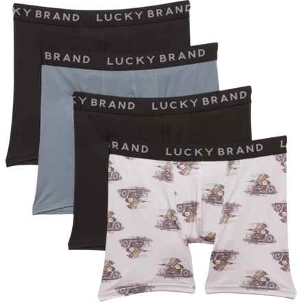 Lucky Brand Essential Soft Boxer Briefs - 4-Pack in Black/Stormy Weather/High Rise Print/Black
