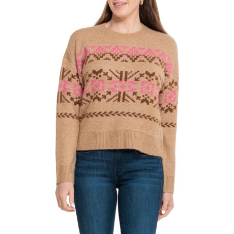 Lucky Brand Fair Isle Crew Neck Sweater in Camel Multi