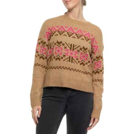 Lucky Brand Fair Isle Crew Neck Sweater in Camel Multi