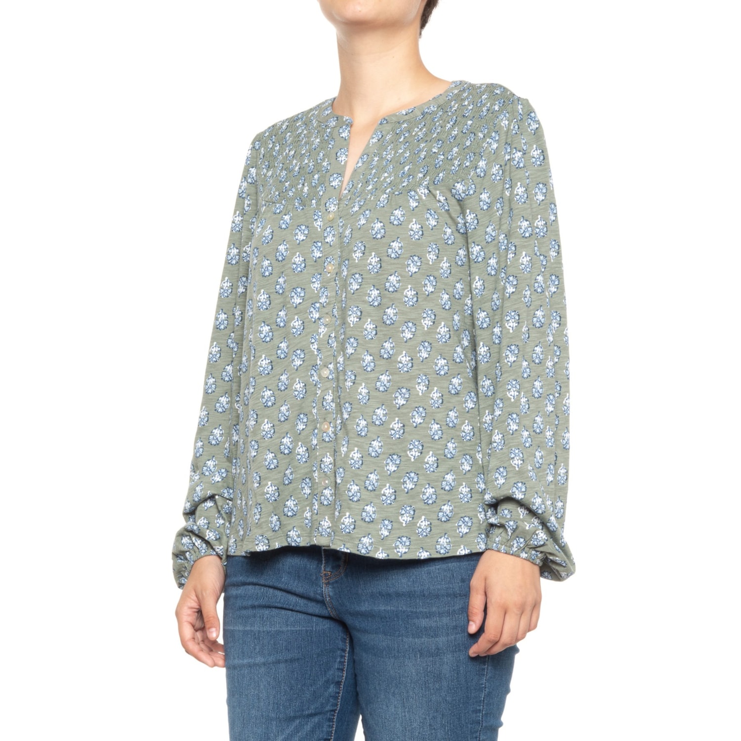 Lucky Brand Women's Border Floral Print Button Front Shirt Midi Dress