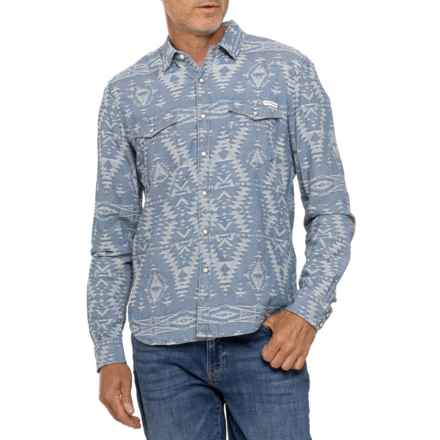 Jacquard Western Shirt - Long Sleeve in Indigo Jacquard