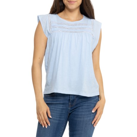 ラッキーブランド Lucky Brand Ruched Tiefront Short Sleeve Shirt レディース シャツ トップス Blue Lucky Brand Women's Ruched Tiefront Short Sleeve Shirt, Blue