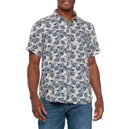 Linen-Blend San Gabriel Printed Shirt - Short Sleeve in Floral Print Multi