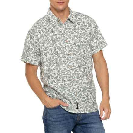 Lucky Brand Linen-Blend San Gabriel Printed Shirt - Short Sleeve in Light Floral Print