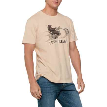 Lucky Brand Moto Bear Graphic T-Shirt - Short Sleeve in Frosted Almond