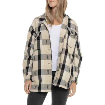 Lucky Brand Plaid Dobby Shacket in Black Multi