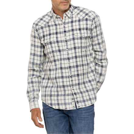 Lucky Brand Plaid Indigo Western Shirt - Snap Front, Long Sleeve in Indigo Plaid