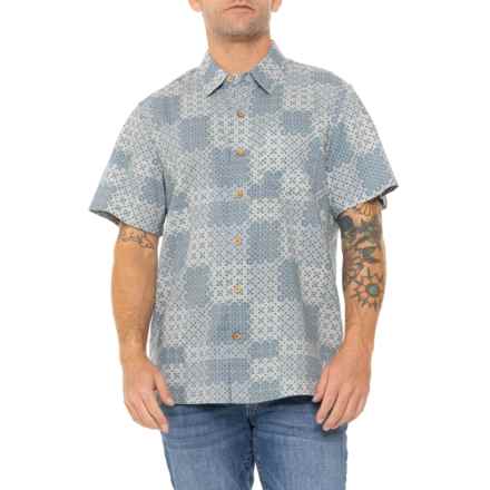 Lucky Brand Playa Print Slub Shirt - Short Sleeve in Blue Print