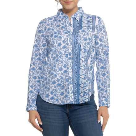Lucky Brand Printed Button-Down Shirt - Long Sleeve in Blue Floral