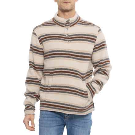 Lucky Brand Printed Polar Fleece Pullover Shirt - Snap Neck, Long Sleeve in Natural Stripe
