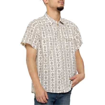 Printed Workwear Western 2 Shirt - Linen, Short Sleeve in Natural Multi
