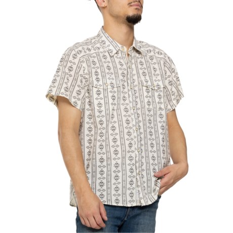 Lucky Brand Printed Workwear Western 2 Shirt - Linen, Short Sleeve in Natural Multi