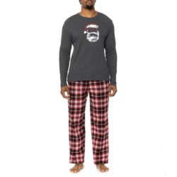 Lucky Brand Santa Thermal Flannel Pajamas - Long Sleeve in Charcoal Heather/ Chili Pepper Plaid