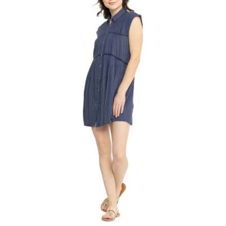 Lucky Brand Schiffley Shirtdress - Short Sleeve in Real Indigo
