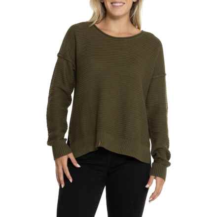 Lucky Brand Scoop Neck Textured Sweater in Olive Night