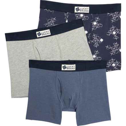 Stretch Boxer Briefs - 3-Pack in Vintage Indigo Heather/Mood Indigo Print/Heather G