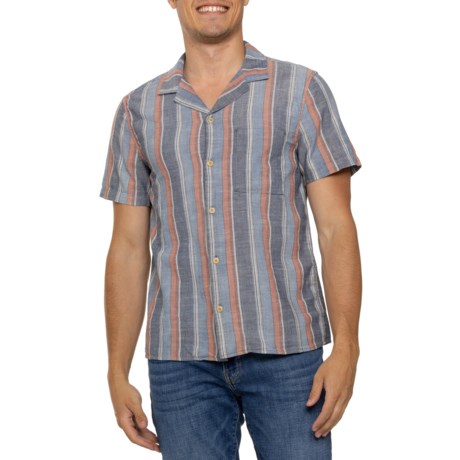 (取寄) ラッキーブランド ストライプド キャンプ シャツ - ショート スリーブ Lucky Brand Striped Camp Shirt - Short Sleeve Indigo Stripe Lucky Brand Striped Camp Shirt - Short Sleeve