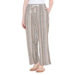 Lucky Brand Striped Pull-On Wide-Leg Pants - Linen in Black Stripe