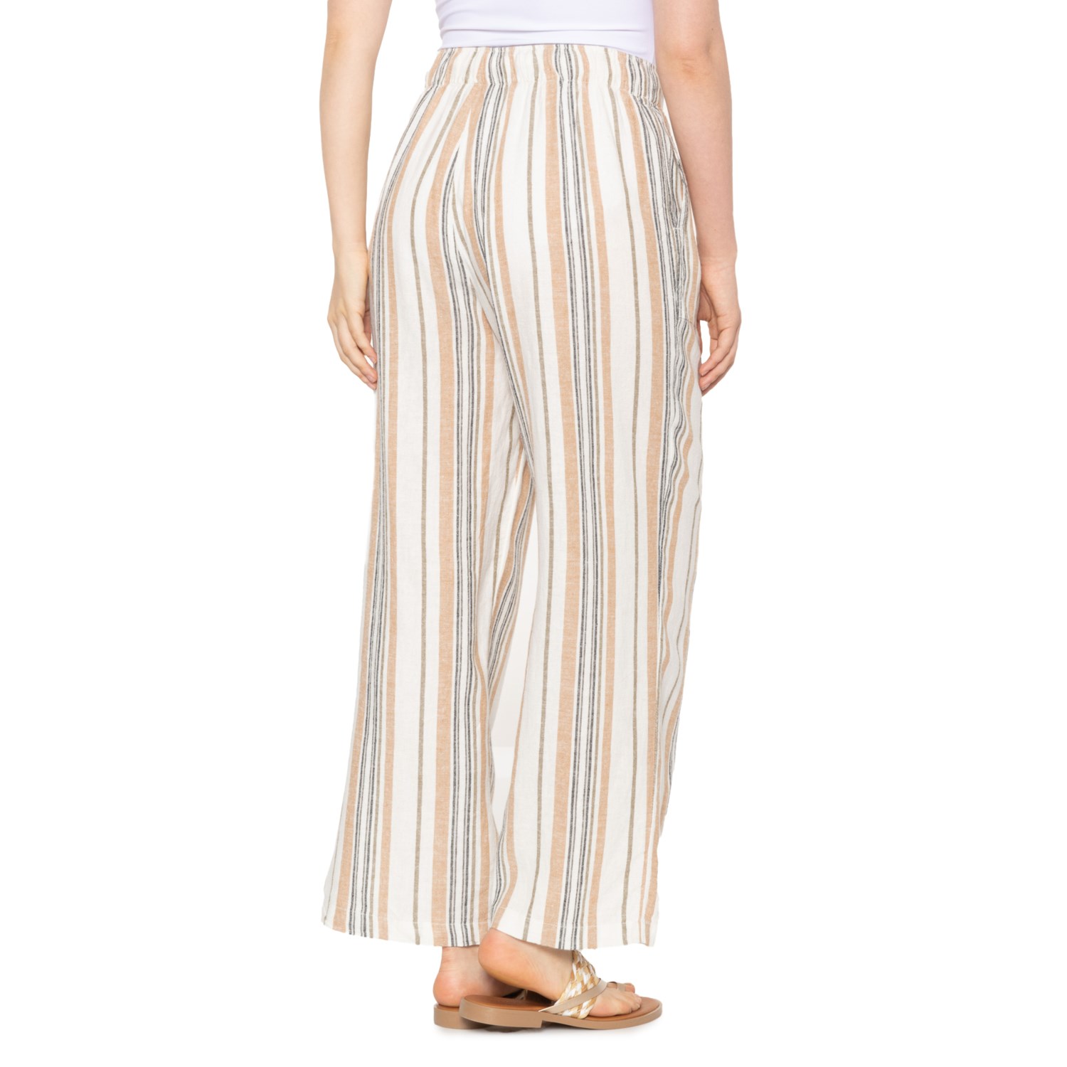 Lucky Brand Striped Pull-On Wide-Leg Pants - Linen