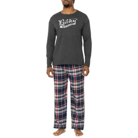 Supersoft Jersey and Flannel Pajamas - Long Sleeve in Charcoal Heather/ Moonlit Ocean Plaid