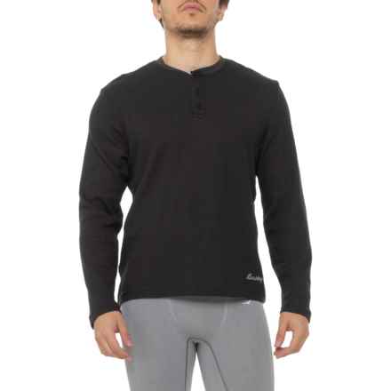 Lucky Brand Thermal Henley Shirt - Long Sleeve in Jet Black