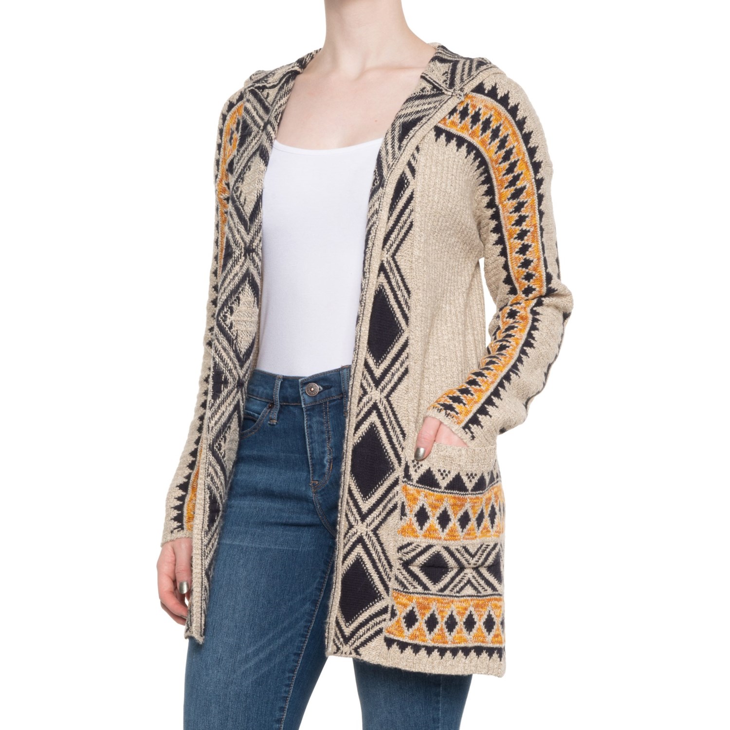 Lucky Brand Tribal Hooded Cardigan Sweater (For Women)