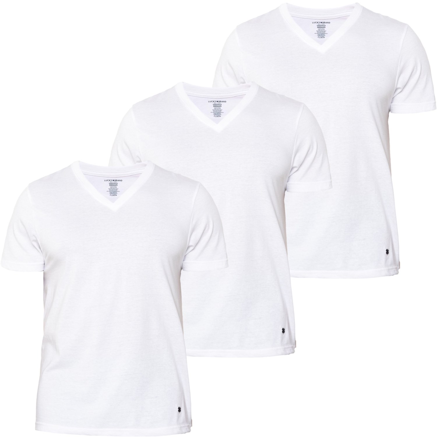 Lucky Brand VNeck CottonBlend Undershirts 3Pack, Short Sleeve