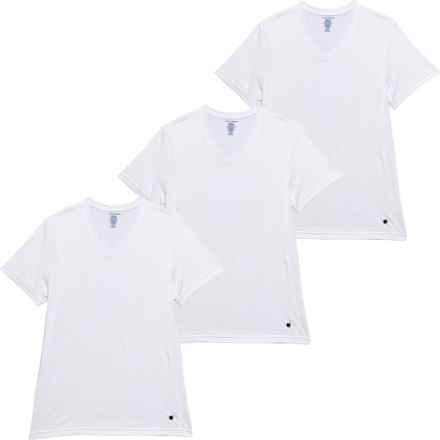 V-Neck Cotton-Blend Undershirts - 3-Pack, Short Sleeve in White
