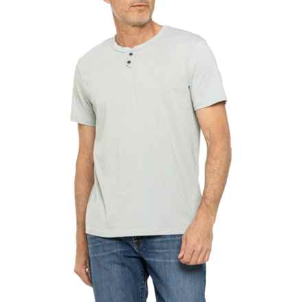 Lucky Brand Venice Burnout Henley Shirt - Short Sleeve in Aqua Gray