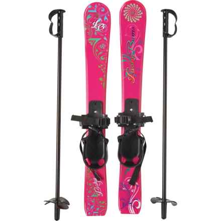 Lucky Bums 70 cm Beginner Skis with Poles (For Boys and Girls) in Pink