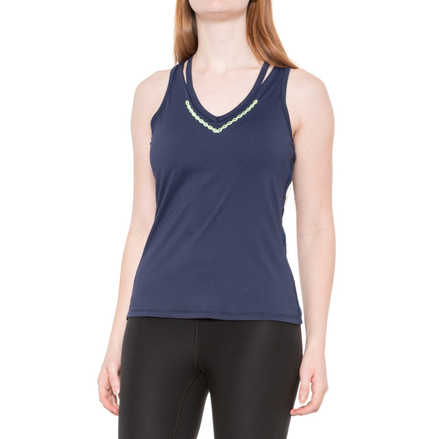 Lucky in Love Metallic Embroidery Lurex V-Neck Tank Top - UPF 30 ...
