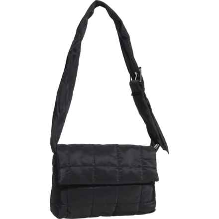 Lulla Square Quilt Puffer Crossbody Bag (For Women) in Black