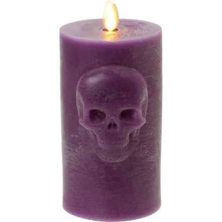 Luminara Chalky Skull Pillar Flameless Candle - 3.5x6.5” in Purple