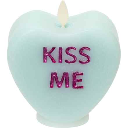 Luminara Debossed Kiss Me Conversation Heart Flameless Candle - 3.8x4.3” in Fresh Mint